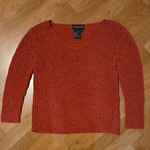 Vibrant V-Neck Sweater in Rich Rust by Wildon & Stone